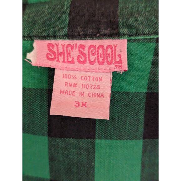 She's Cool Women's 3X Green Plaid Belted Shirt Dress Casual Day Dress Tie Waist - Picture 3 of 16